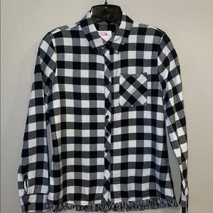 Justice Black and White Flannel Shirt